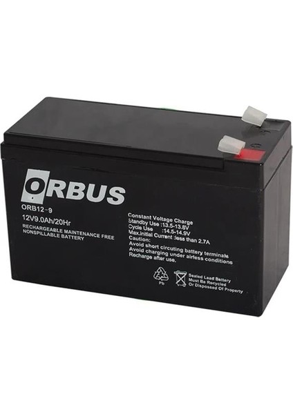 Orbus ORB12-9 12 Volt 9 Amper Kuru Akü (150X65X90 Mm)