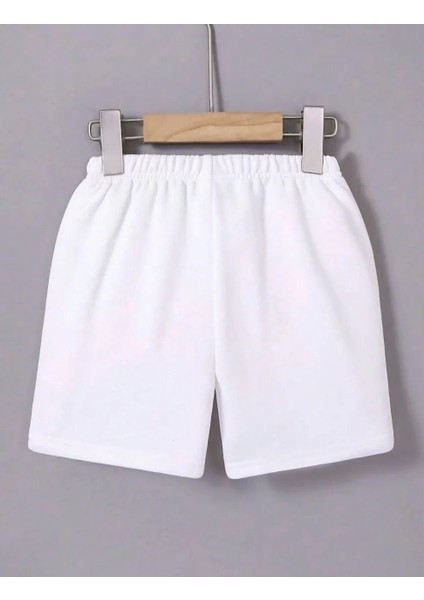 Kadın Beli Lastikli Baskılı Mini Şort - Beyaz fiyatları