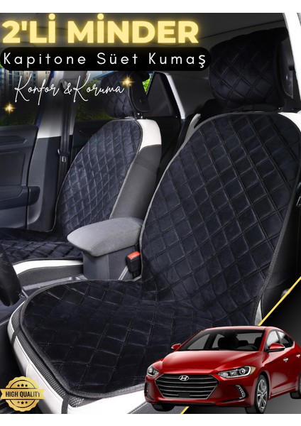 Hyundai Elantra Uyumlu 2'li Süet Oto Koltuk Minderi | Tam Koruma | Universal | Oto Koltuk Kılıf | B2