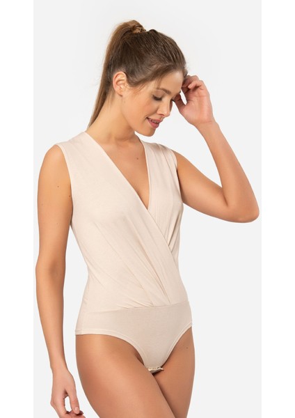 Kruvaze Yaka Kolsuz Çıtçıtlı Body 3502/BEJ fiyatları