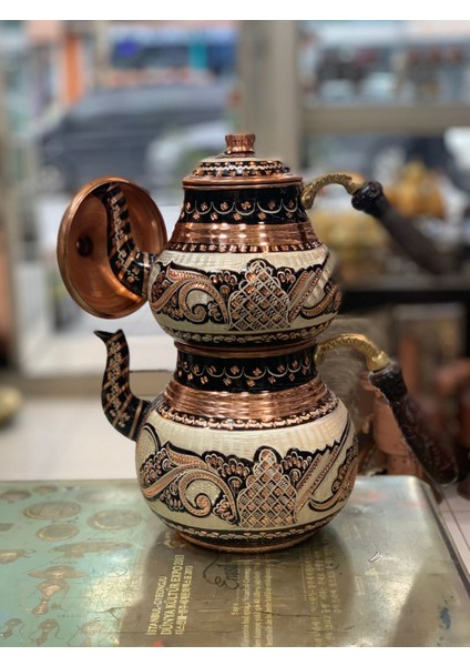 2li Çaydanlık Hakiki Bakır Demlik Set