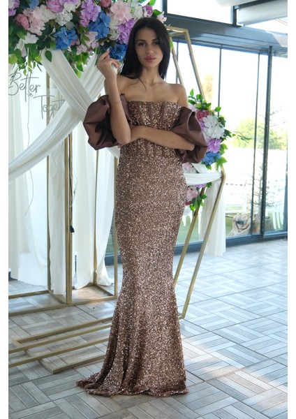 Bakır Pul Payetli Balon Kol Abiye 9705296.231 fırsatları