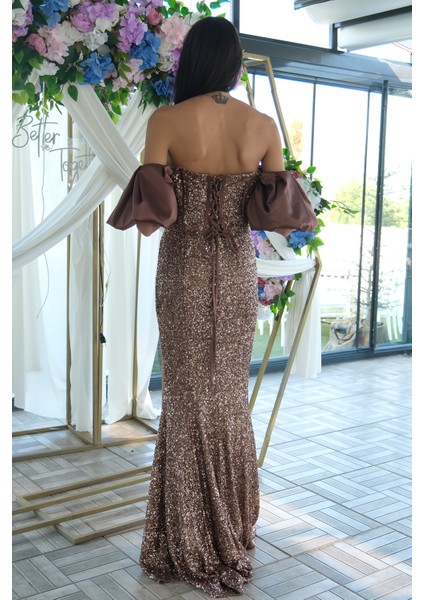 Bakır Pul Payetli Balon Kol Abiye 9705296.231 indirimleri