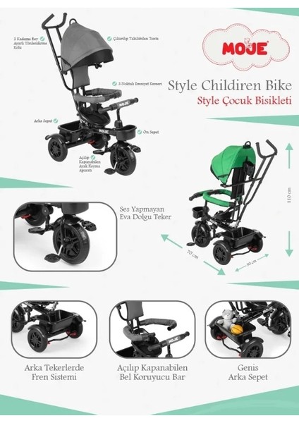 Style 3 Tekerlekli Çocuk Bisikleti Haki indirimleri