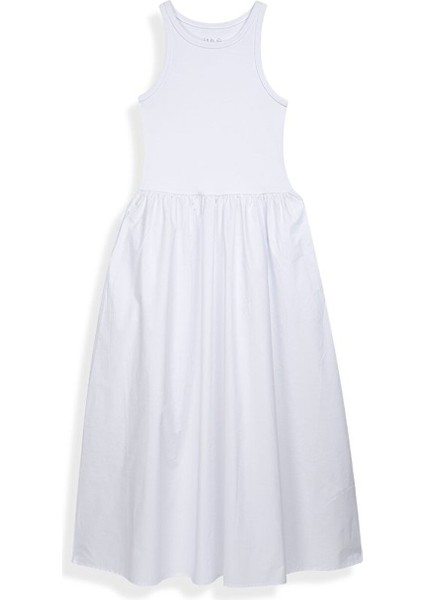 Basıc Askılı Krem Elbise