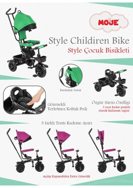 Style 3 Tekerlekli Çocuk Bisikleti Bej fırsatları