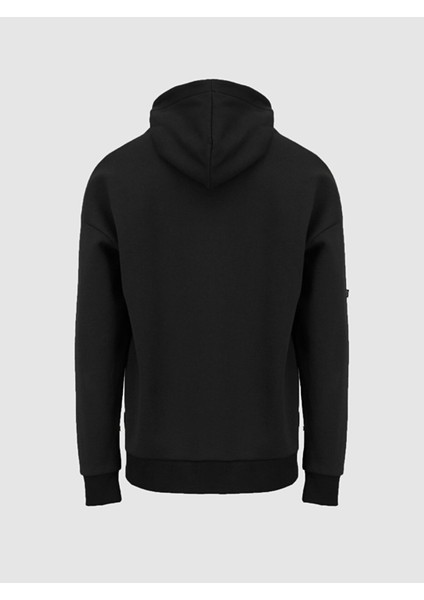 Sloganlı Kapüşonlu Regular Siyah Sweatshırt fiyatları