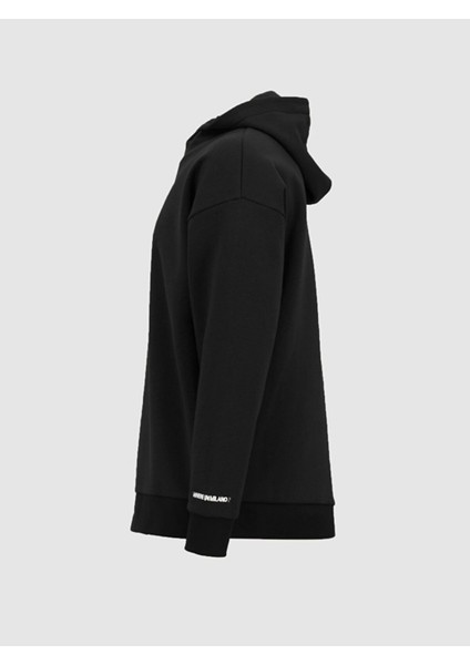 Sloganlı Kapüşonlu Regular Siyah Sweatshırt modelleri