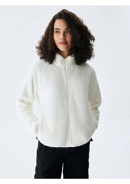 Örme Fermuarlı Peluş Krem Hırka fiyatları