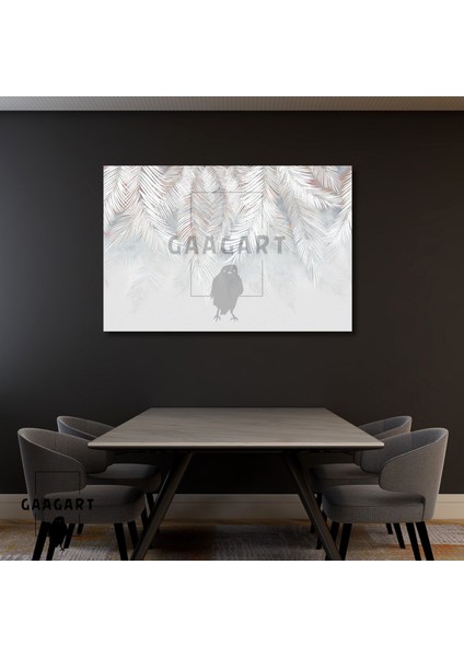 Tekli Yatay Kanvas Duvar Tablosu Gri Soft Tasarım