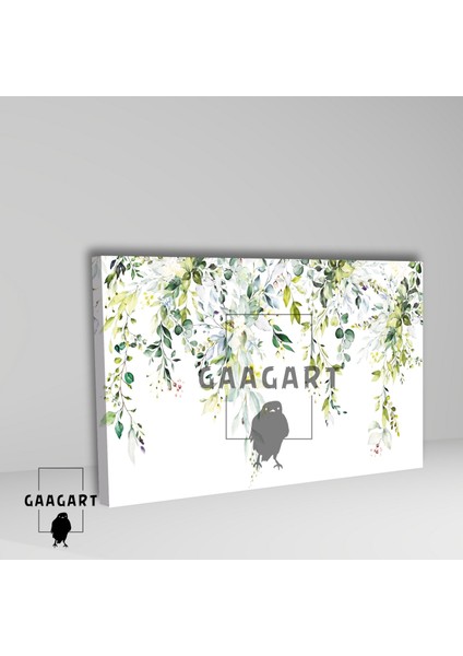 Tekli Yatay Kanvas Duvar Tablosu Yeşil Ağaç Dalları ve Yapraklar fiyatları