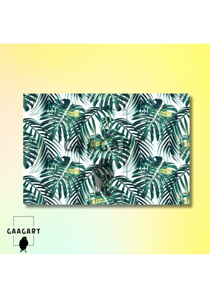 Tekli Yatay Kanvas Duvar Tablosu Yeşil Monstera Yaprakları modelleri