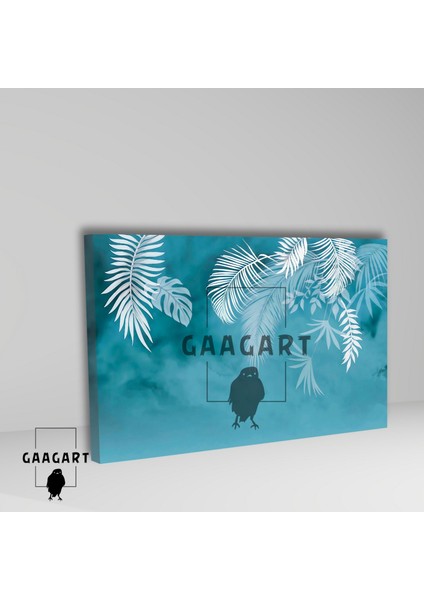 Tekli Yatay Kanvas Duvar Tablosu Açık Mavi Yaprak Tasarımı fiyatları