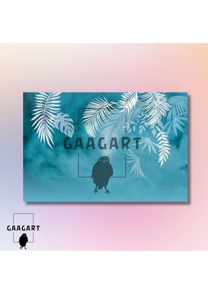 Tekli Yatay Kanvas Duvar Tablosu Açık Mavi Yaprak Tasarımı modelleri