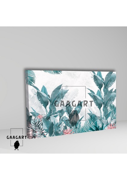 Tekli Yatay Kanvas Duvar Tablosu Yeşil Yapraklar fiyatları