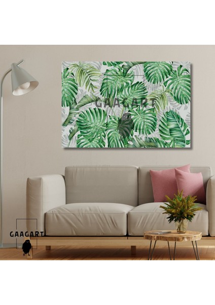 Tekli Yatay Kanvas Duvar Tablosu Canlı Deve Tabanı Yaprakları