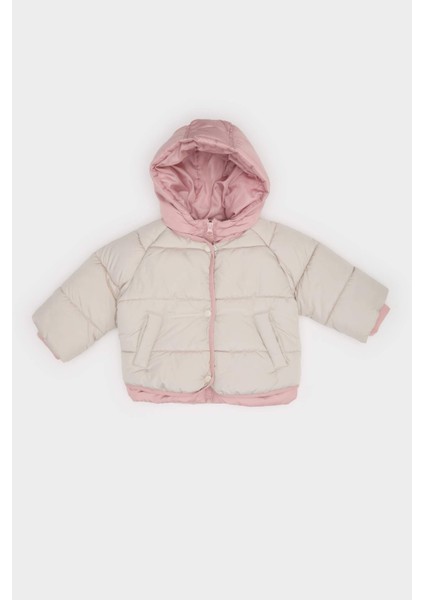 Kız Bebek Kapüşonlu Fermuarlı Şişme Mont C5312A525AU