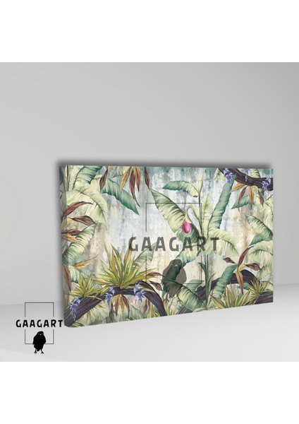 Tekli Yatay Kanvas Duvar Tablosu Canlı Renkli Yaprak Tasarımı fiyatları