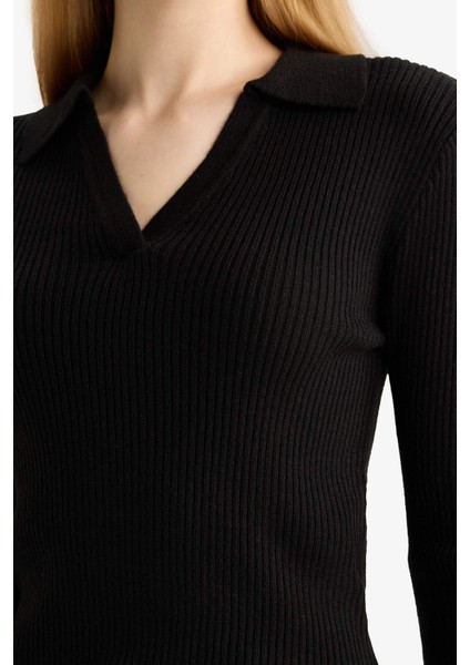 Coool Slim Fit Dar Kesim Polo Yaka Triko Kazak X4929AZ25WN indirimleri