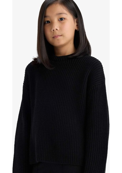 Kız Çocuk Standart Fit Bisiklet Yaka Triko Kazak C6909A825AU