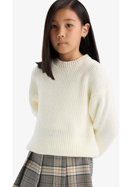 Kız Çocuk Standart Fit Bisiklet Yaka Triko Kazak C6909A825AU modelleri