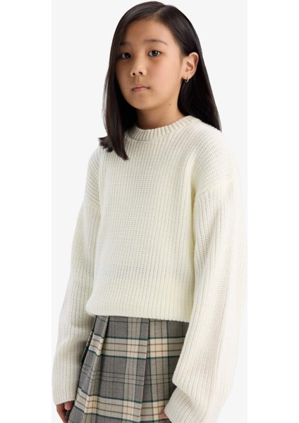 Kız Çocuk Standart Fit Bisiklet Yaka Triko Kazak C6909A825AU fırsatları