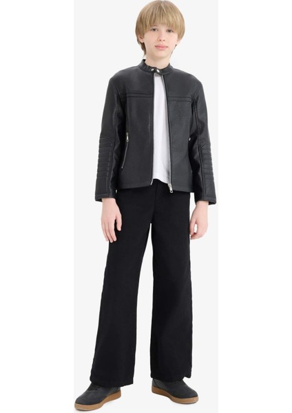 Erkek Çocuk Su Geçirmez Fermuarlı Suni Deri Ceket Mont C4320A825AU fiyatları