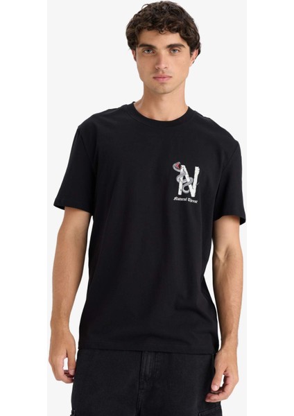 Regular Fit Bisiklet Yaka Baskılı Kısa Kollu Tişört F8596AX25HS modelleri