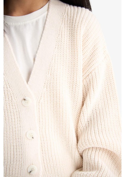 Kız Çocuk V Yaka Düğmeli Triko Hırka A2298A825AU