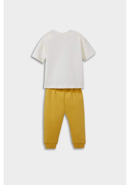 Erkek Bebek 2'li Takım Dinozor Baskılı Kısa Kollu Tişört Eşofman Altı fırsatları