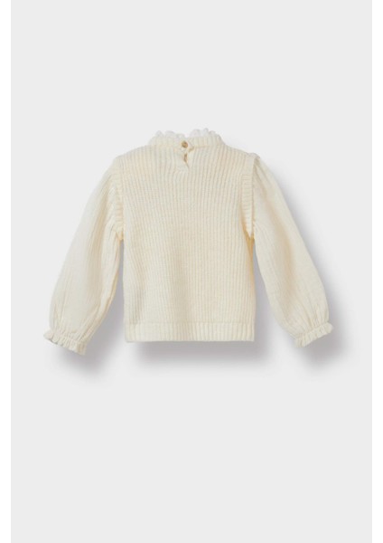 Kız Bebek Bisiklet Yaka Nakışlı Triko Kazak C8277A525WN modelleri