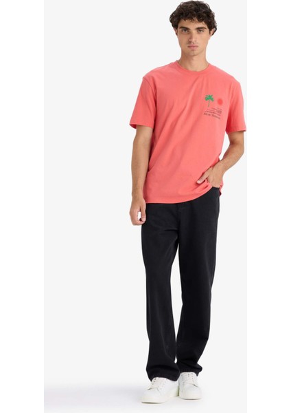%100 Pamuk Regular Fit Bisiklet Yaka Baskılı Kısa Kollu Tişört F8543AX25HS fiyatları