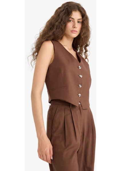 V Yaka Keten Karışımlı Blazer Yelek E1993AX25AU modelleri