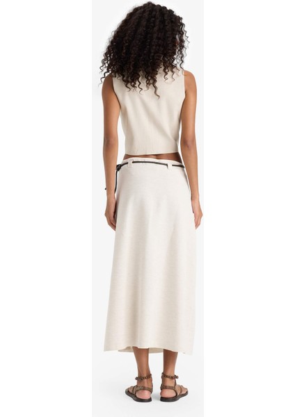 Regular Fit Yüksek Bel Midi Etek F7350AX25AU