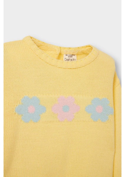 Kız Bebek Bisiklet Yaka Çiçekli Triko Kazak C8089A525AU fiyatları