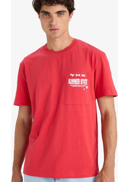 Regular Fit Bisiklet Yaka Baskılı Kısa Kollu Tişört F8540AX25HS