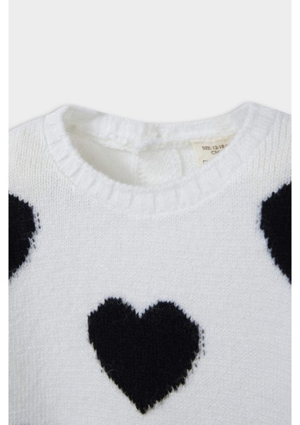 Kız Bebek Bisiklet Yaka Kalp Desenli Triko Kazak C8095A525AU fiyatları