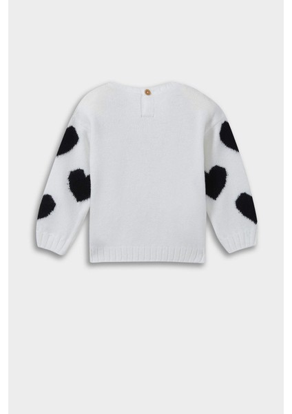 Kız Bebek Bisiklet Yaka Kalp Desenli Triko Kazak C8095A525AU fırsatları