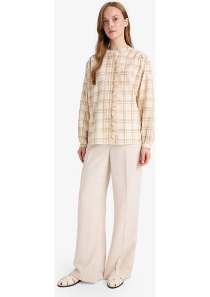 Relax Fit Ekose Desenli Uzun Kollu Tunik F4868AX25AU fiyatları