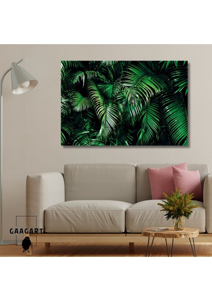 Tekli Yatay Kanvas Duvar Tablosu Dağ Palmiyesi Yaprakları