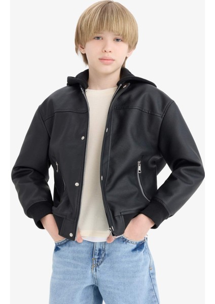 Erkek Çocuk Su Geçirmez Çıkarılabilir Kapüşonlu Pelüş Astar Bomber Mont C4321A825AU modelleri