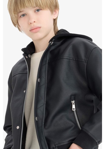 Erkek Çocuk Su Geçirmez Çıkarılabilir Kapüşonlu Pelüş Astar Bomber Mont C4321A825AU fırsatları