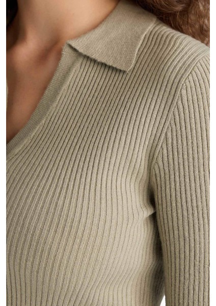 Coool Slim Fit Dar Kesim Polo Yaka Triko Kazak X4929AZ25WN indirimleri