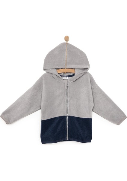 Basic Erkek Fermuarlı Kapüşonlu Polar Hırka Erkek Bebek