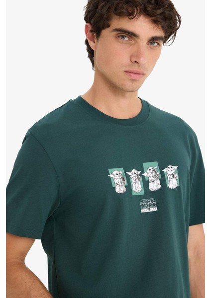 %100 Pamuk Star Wars-Mandalorian Regular Fit Bisiklet Yaka Kısa Kollu Tişört E9312AX25AU fırsatları