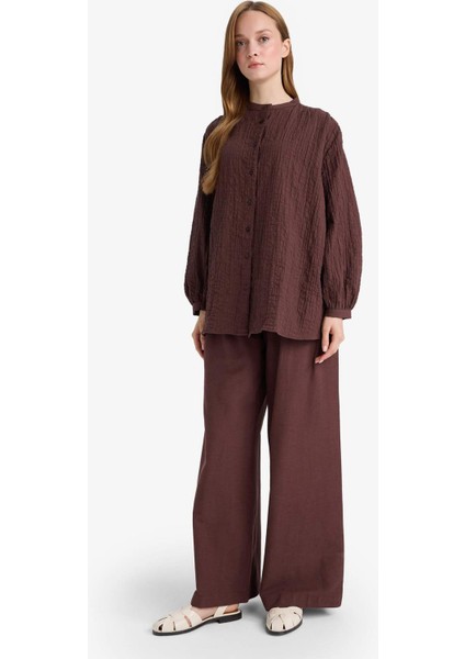 Wide Leg Keten Karışımlı Pantolon F7633AX25AU