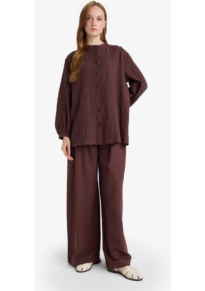 Wide Leg Keten Karışımlı Pantolon F7633AX25AU fiyatları