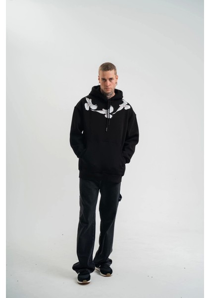Unisex Uzun Kol Bisiklet Yaka Yıkamalı Sweatshirt - Siyah fiyatları