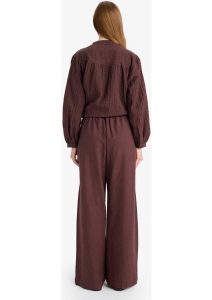 Wide Leg Keten Karışımlı Pantolon F7633AX25AU