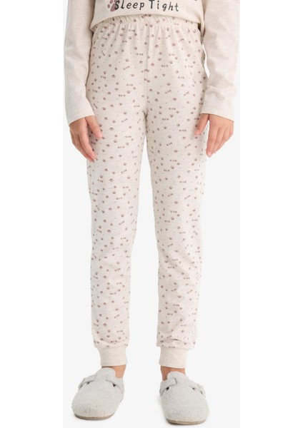 Kız Çocuk Pijama Takımı Köpek Baskılı Uzun Kollu Üst Desenli Uzun Alt F1084A825AU